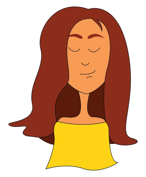 Una Hermosa Modelo Chica Cabello Castaño Con Una Blusa Amarilla — Vector de stock