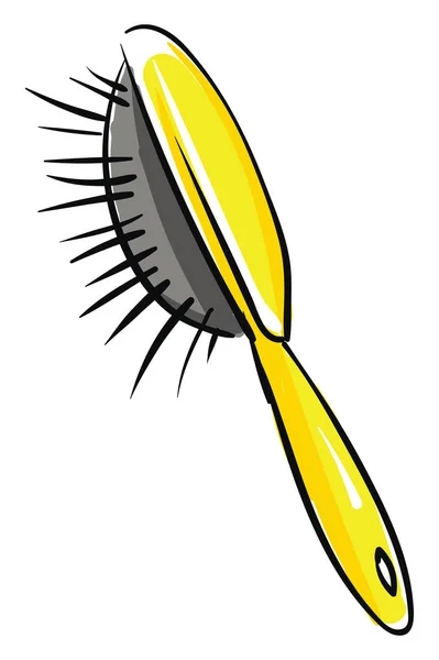 Une Brosse Cheveux Moderne Couleur Jaune Pour Peigner Dessin Illustration — Image vectorielle