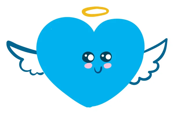 Clipart Corazón Ángel Color Azul Curvado Con Alas Con Una — Archivo Imágenes Vectoriales