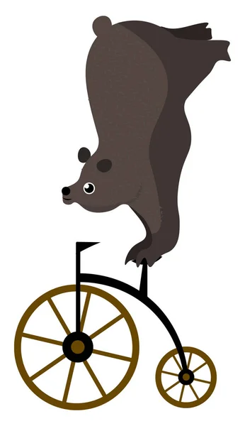 Clipart of circus bear on a bike vector or color illustration — Stock Vector