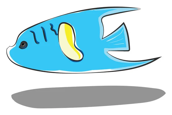 白い背景ベクトルまたは色の病気の上に青い魚の描画 — ストックベクタ