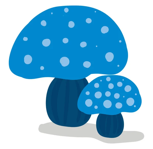 Clipart de dois belos cogumelos de cor azul vetor ou cor — Vetor de Stock
