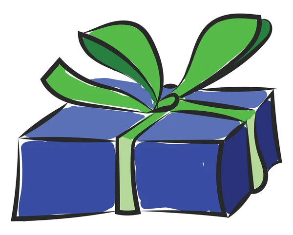 Portret niebieski prezent pudełko wektor lub kolor ilustracji — Wektor stockowy