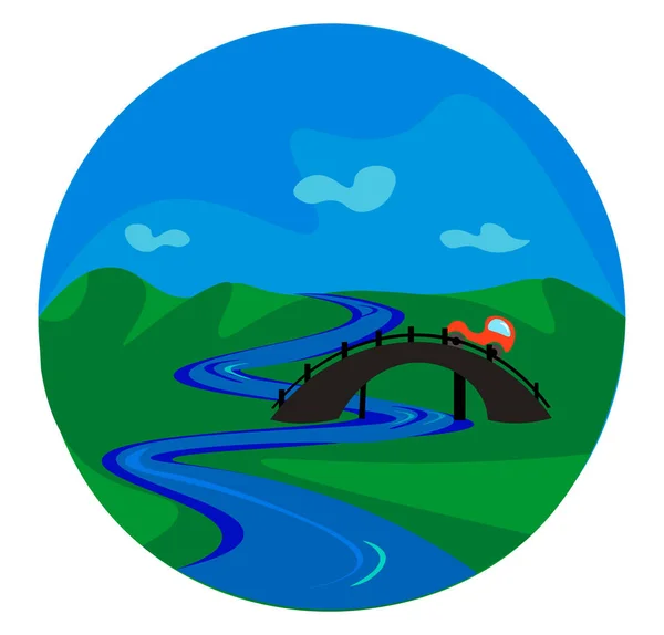 Портрет мосту над річкою Векторна або кольорова ілюстрація — стоковий вектор