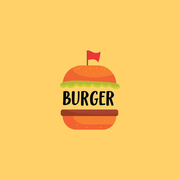 Porträt eines Cheeseburgers mit roter Flagge über braunem Bac — Stockvektor