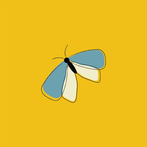Sarı arka plan vektörü veya renk i üzerinde bir kelebek portresi — Stok Vektör