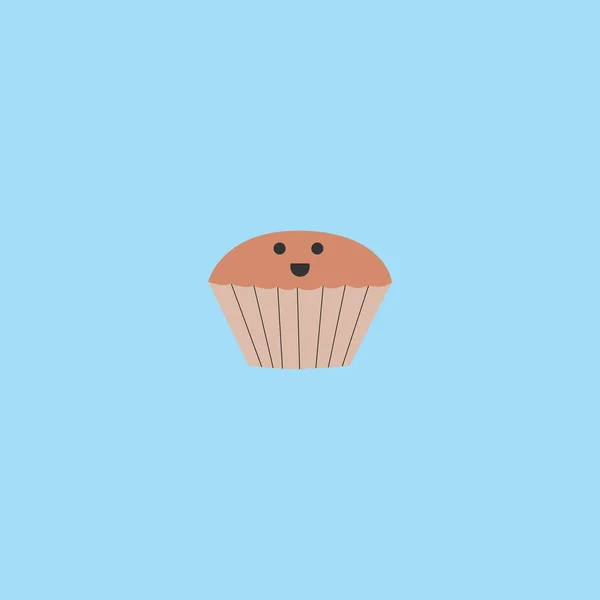 Portret brązowego muffinu lub babeczki na niebieskim tle vecto — Wektor stockowy