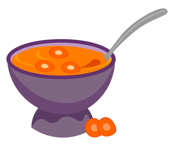 Dipinto di una ciotola gigante viola pieno di vettore zuppa di carote o — Vettoriale Stock