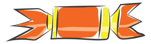 Schilderij van een snoep verpakt met oranje en gele decoratieve pa — Stockvector