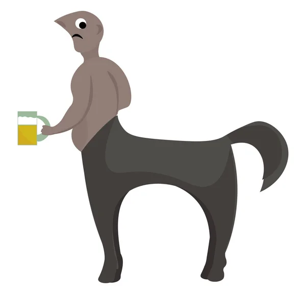 Centaur holding a jar expresses sadness vector or color illustra — Stock Vector