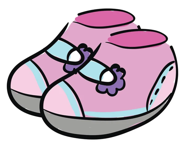 赤ちゃんのピンクの靴ベクトルまたはカラーイラストのペアのクリップアート — ストックベクタ