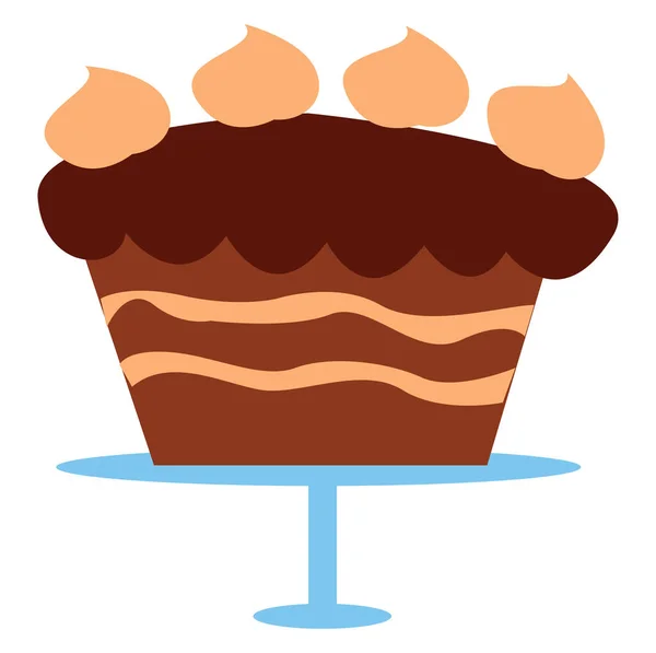 Dibujo de un vector de pastel de chocolate marrón o ilustración en color — Vector de stock