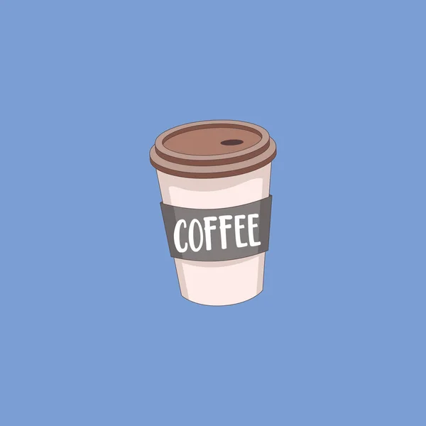 Ritratto di una tazza di caffè partito usa e getta su sfondo blu v — Vettoriale Stock