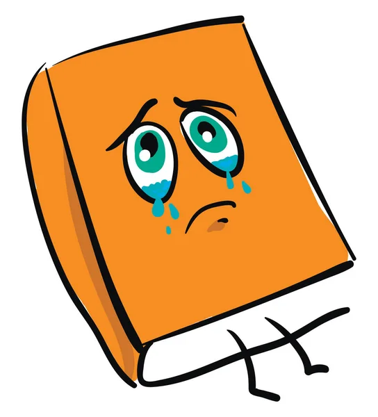 Emoji di un vettore di libro arancione piangente o un'illustrazione a colori — Vettoriale Stock