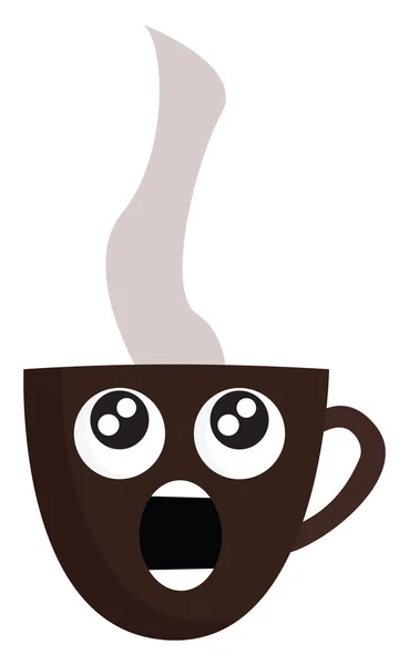 Emoji eines erstaunlich heißen, dampfenden Kaffeetassen-Vektors oder einer Farbe — Stockvektor