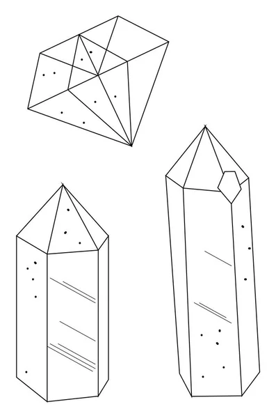 Representación geométrica de cristales en vector blanco y negro o — Vector de stock