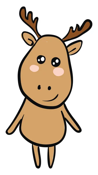 Emoji de un feliz vector de ciervo marrón o ilustración en color — Vector de stock