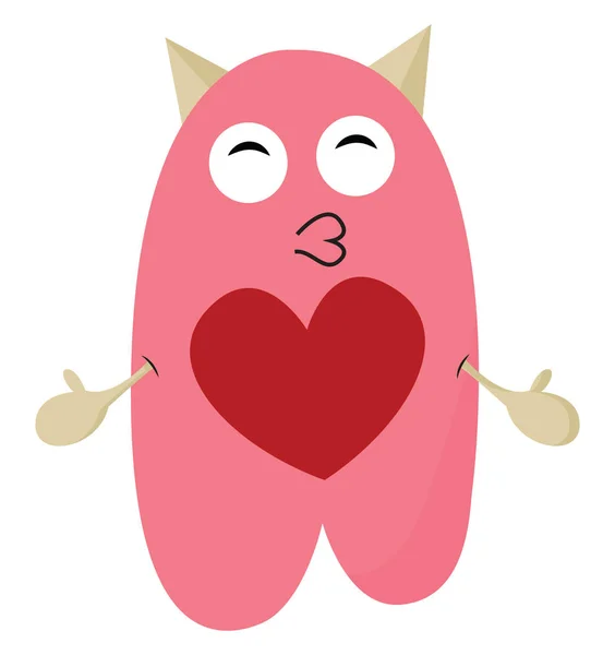 Emoji egy aranyos mosolygó szörny vektor vagy színes illusztráció — Stock Vector