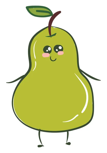 Emoji di una pera verde carino con punti esclamativi bianchi vettore o — Vettoriale Stock