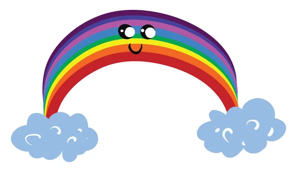Emoji d'un mignon vecteur arc-en-ciel ou illustration couleur — Image vectorielle