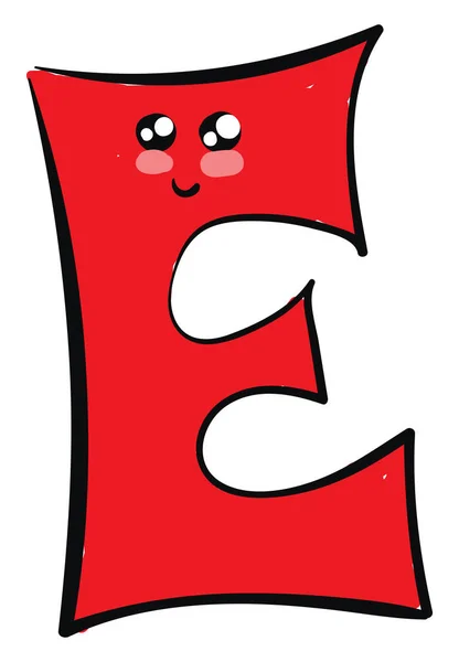 Emoji z cute czerwony alfabet E wektor lub kolor ilustracji — Wektor stockowy