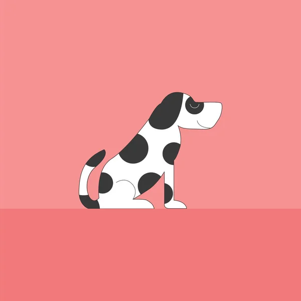 Retrato de um cão branco com manchas pretas vetor ou illus de cor — Vetor de Stock