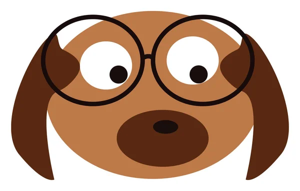 Cachorrinho marrom bonito com óculos vetor ou ilustração de cor — Vetor de Stock