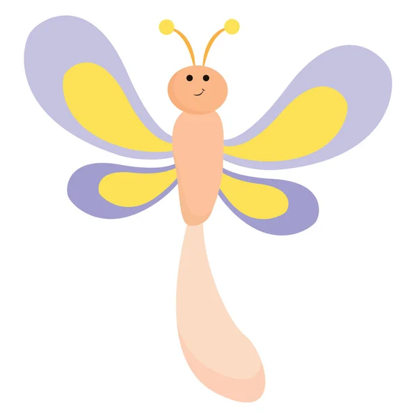 Emoji eines lächelnden Libellenvektors oder Farbabbildung — Stockvektor
