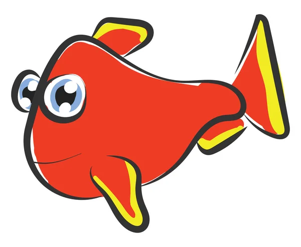 孤立した背景に設定された赤い色の魚の絵を見て — ストックベクタ