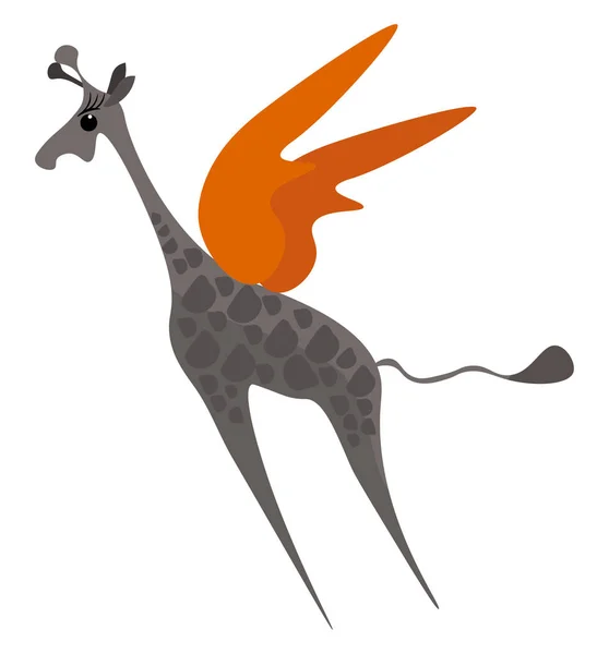 Pintura de um vetor de girafa marrom voador ou ilustração de cor — Vetor de Stock