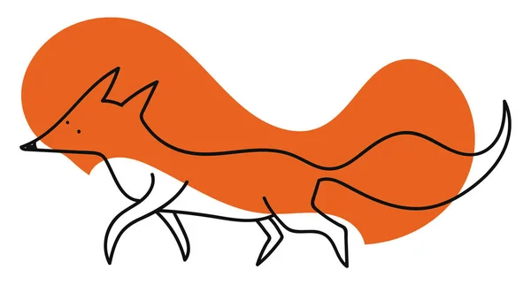 Contorno di una volpe su un vettore arancio cuore o illustrati a colori — Vettoriale Stock