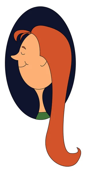 Retrato de uma menina sorridente em seu longo cabelo laranja definido sobre azul —  Vetores de Stock