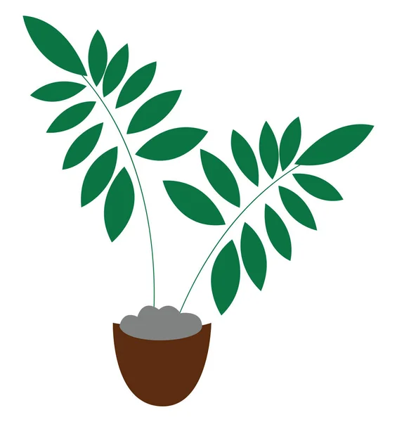 棕色锅的剪贴画，带有绿色植物矢量或颜色图 — 图库矢量图片