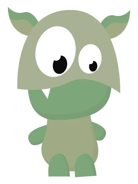 Cartone animato divertente mostro verde con un vettore dente fang o colore il — Vettoriale Stock