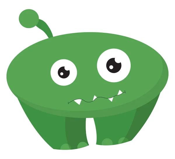 Cartoon lustige grüne Monster mit zwei Augen Vektor oder Farbe illust — Stockvektor