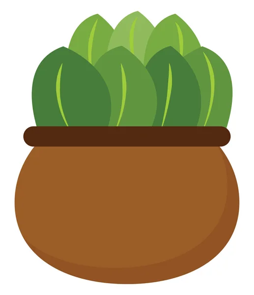 Клипарт зеленого растения в горшке на коричневый вектор земляной горшок или — стоковый вектор