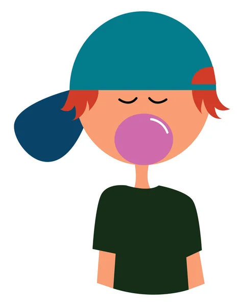 一个男孩吹泡泡糖矢量或颜色插图的剪贴画 — 图库矢量图片