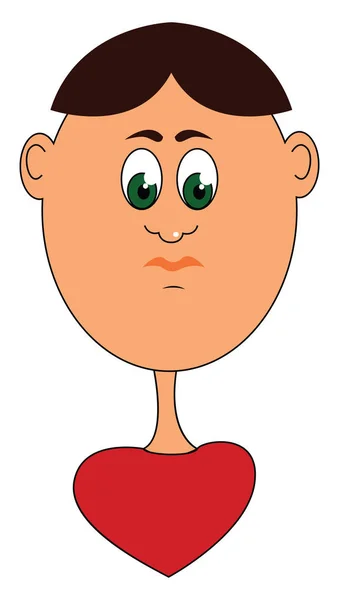 Karikatur lustiger Junge mit einem herzförmigen roten Körpervektor oder Farbe i — Stockvektor