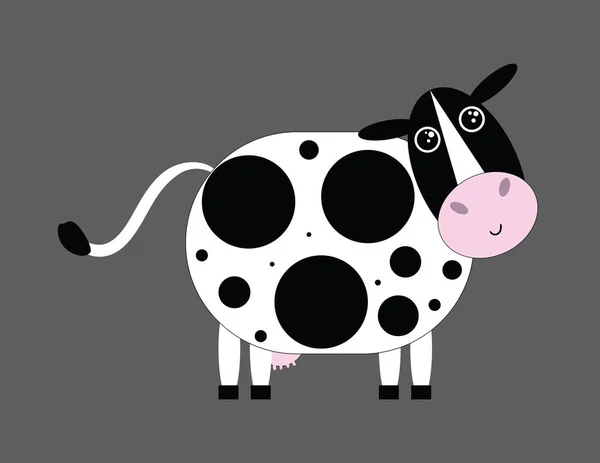 Klipart s šťastnou krávou přes fialový vektor pozadí nebo barvu — Stockový vektor