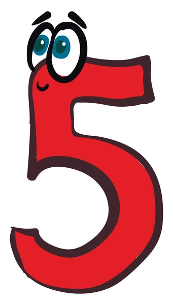 Emoji de feliz número-5 em vetor de cor vermelha ou ilustratio cor — Vetor de Stock
