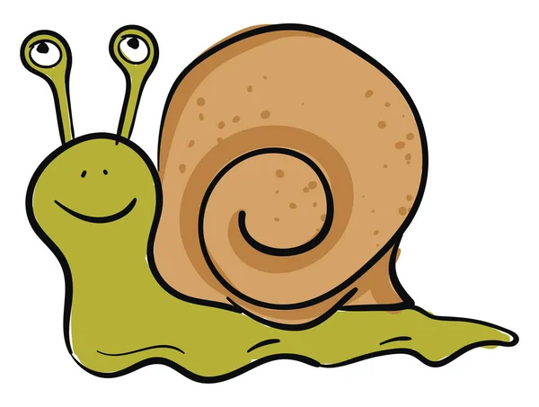 Emoji de un feliz vector de caracol de color verde o ilustración de color — Vector de stock