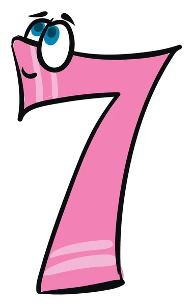 Emoji di felice numero 7 in colore rosa vettore o illustrati a colori — Vettoriale Stock