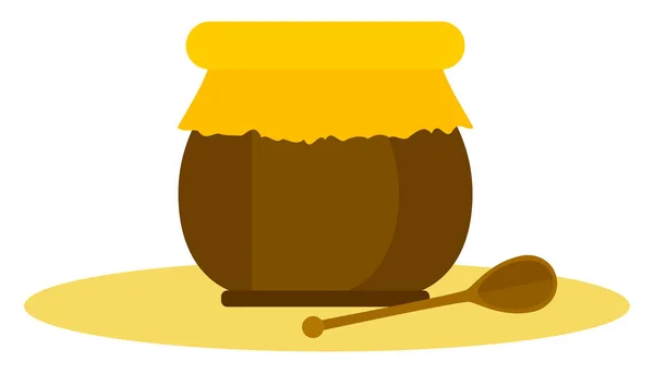 Clipart de um jarro com mel e um vetor de vara de mel ou il cor — Vetor de Stock