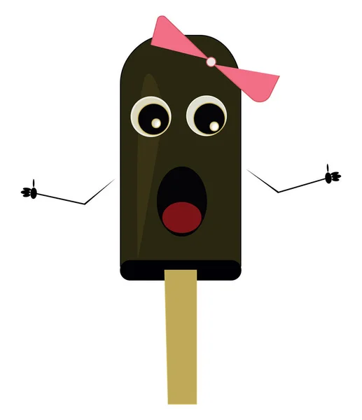 Leuke cartoon grappig meisje Ice Cream stick vector of kleur illustr — Stockvector