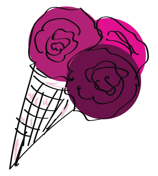 Schets tekening van een kegel Ice Cream vector of kleur illustratie — Stockvector