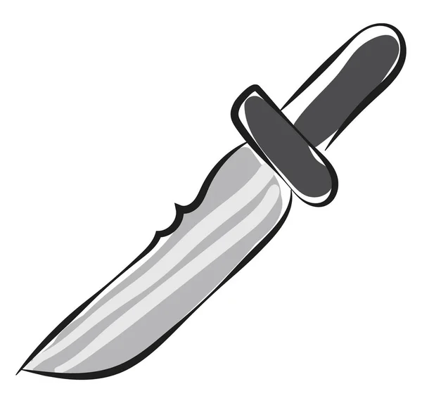 Drawing of a black knife pointing downward vector or color illus — Stock Vector