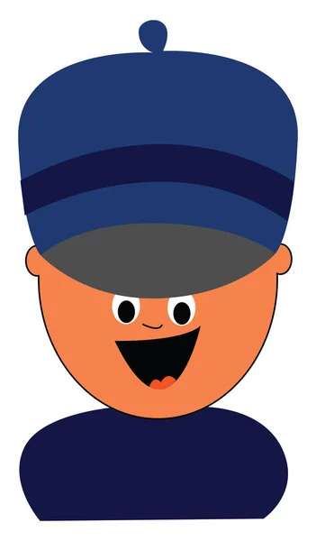 Karikatur Junge in einem großen blauen Hut Vektor oder Farb-Illustration — Stockvektor