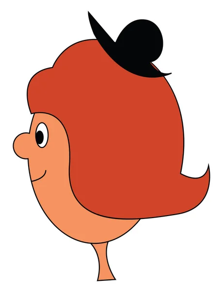 Cartoon glimlachend meisje in een kleine zwarte hoed vector of kleur Illus — Stockvector