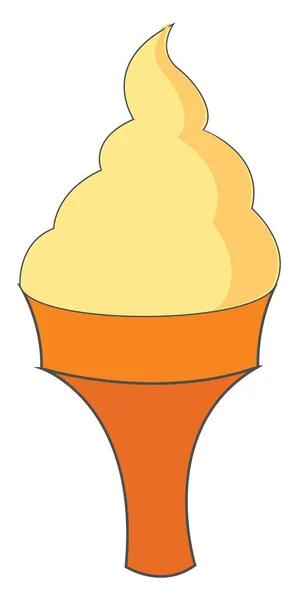 Disegno di un simpatico piccolo cartone animato cono gelato vettore o colore — Vettoriale Stock