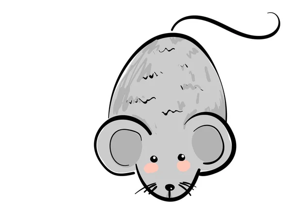 Dessin animé mignon petite souris mis sur fond blanc isolé viewe — Image vectorielle